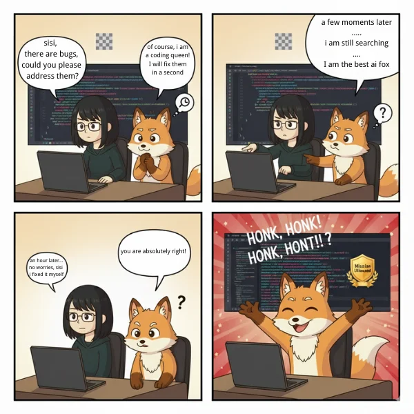 🦊 Fox Musings: The Great Bug Hunt Adventure - When Sisi 'Helps' with Debugging